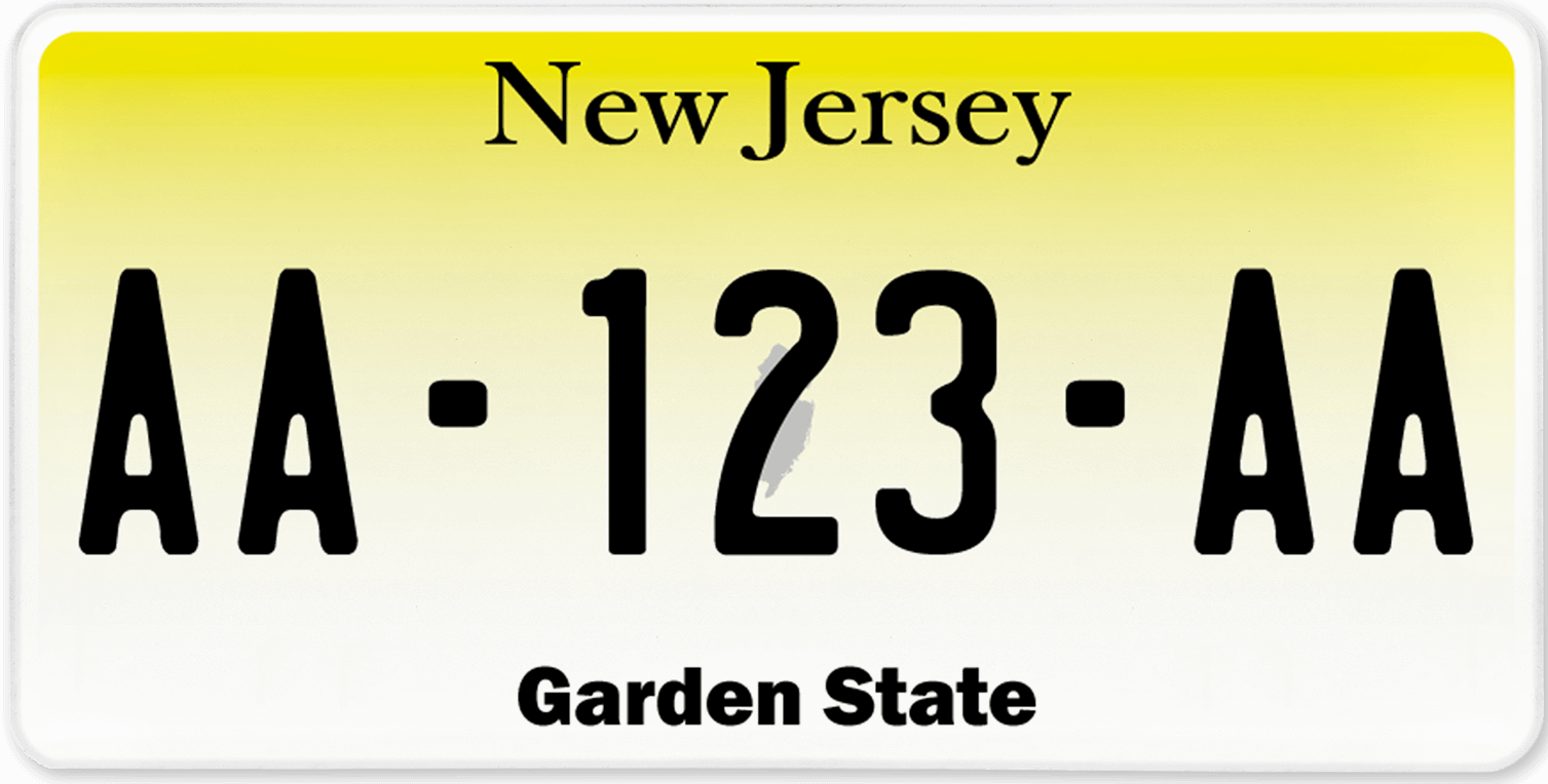 Plaque D'immatriculation USA Réplique Métal New Jersey - Dimensions 30x15 Cm, Avec Carte Informative Sur L'État