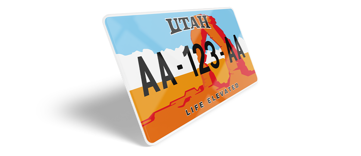 La plaque d'immatriculation avant de l'Utah va