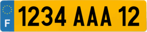 Plaque AUTO fond jaune ancien numéro – 520×110