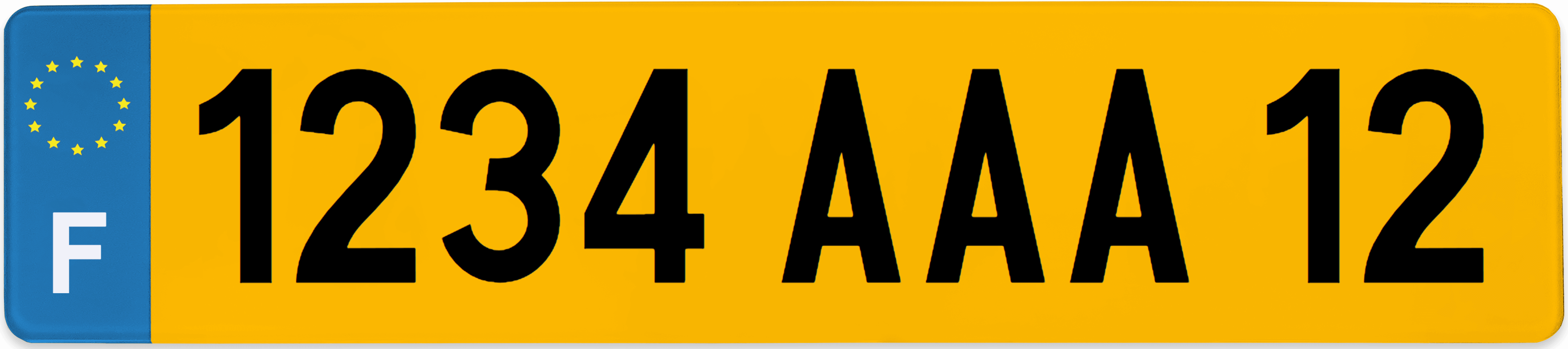 Plaque CAMPING CAR fond jaune ancien numéro - 520x110