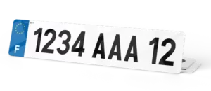 Plaque CAMPING CAR fond blanc ancien numéro – 520×110