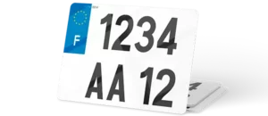 Plaque immatriculation SUV fond blanc ancien numéro – 275×200