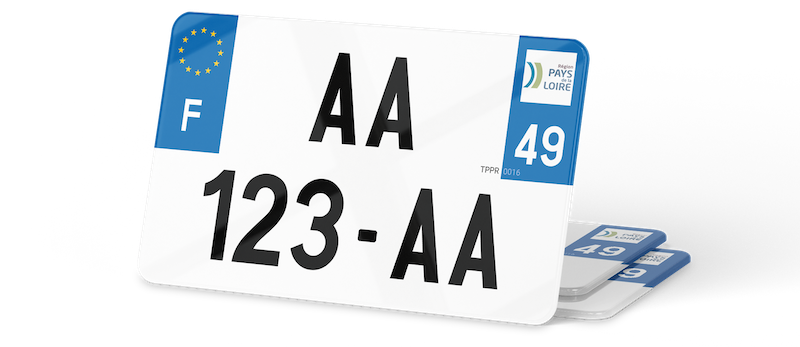 Autocollants Plaque Immatriculation - Lot De 4 - Département 49 Maine-et-Loire & Région Pays De La Loire - Fabriqué En France