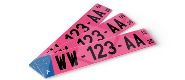 plaque immatriculation rose}