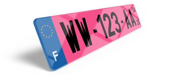 Plaque Immatriculation Provisoire Auto Rose 2026 (WW)