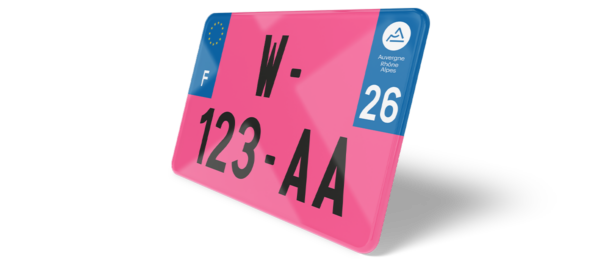 Plaque immatriculation rose