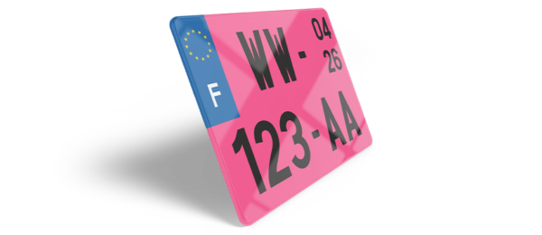 Plaque Immatriculation Provisoire 4×4 Rose WW (2026)